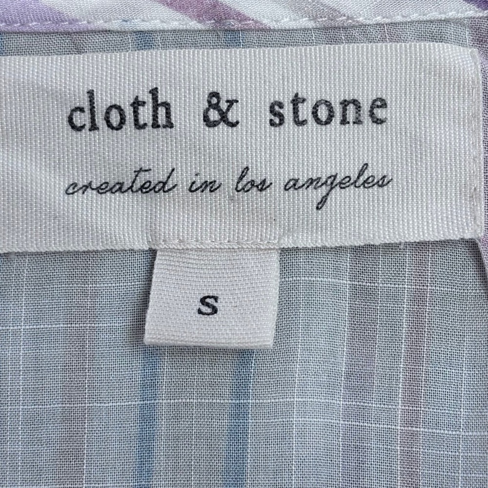 Cloth & Stone Beachy Boho Anthro Style Striped Button Front Tie Hem Top S - Picture 7 of 10
